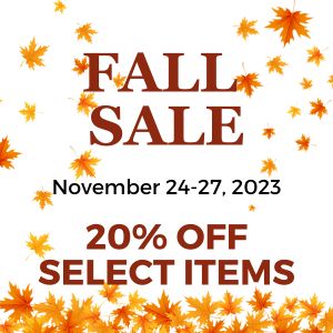 Fall Sale 20% off select items with coupon code FALLSALE. Valid November 24-27, 2023.