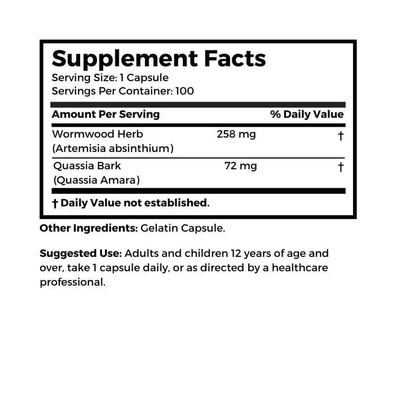 Dr. Clark Store Wormwood Super W Blend supplement facts