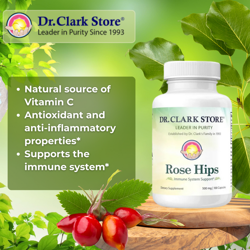 Rose Hips, 500 mg 100 capsules Dr. Clark Store