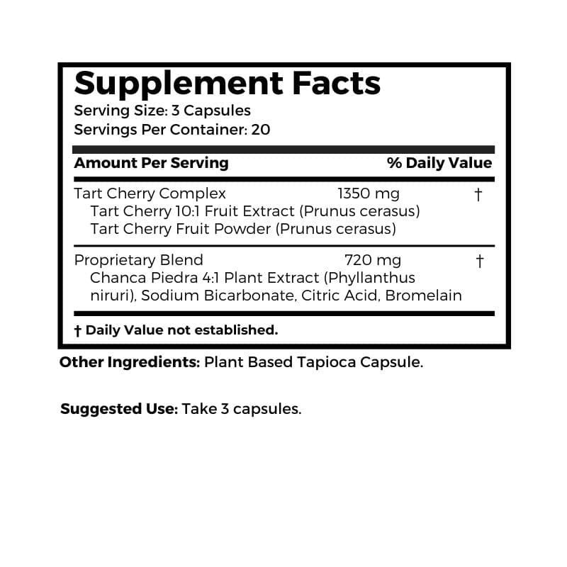 Bernard Jensen Products Tart Cherry Uric Acid Formula supplement facts and suggested use