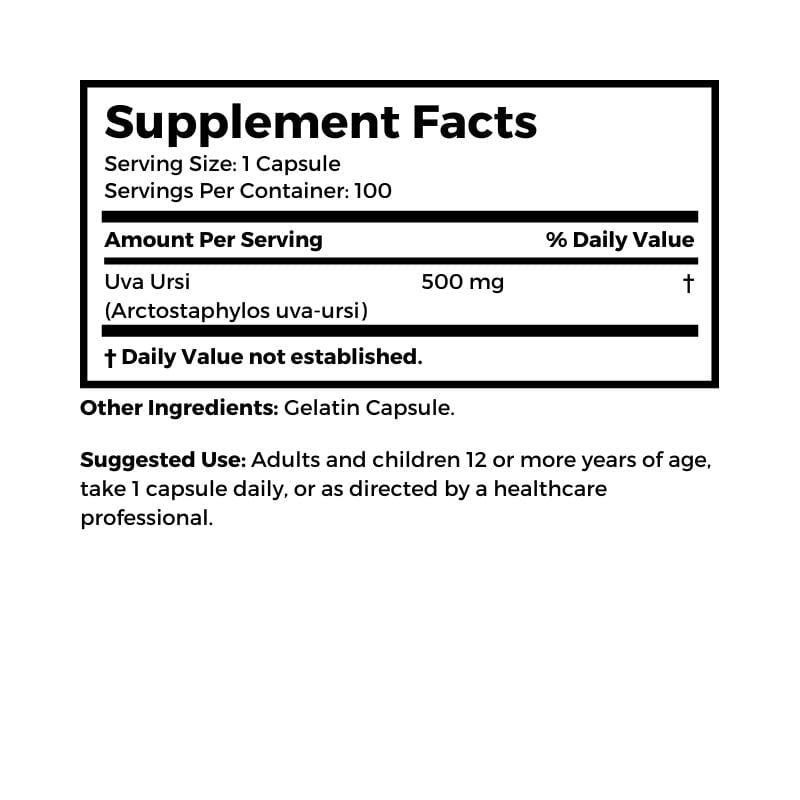 Dr. Clark Store Uva Ursi supplement facts