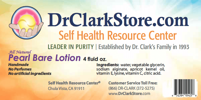 Dr. Clark Store Pearl Bare Lotion label