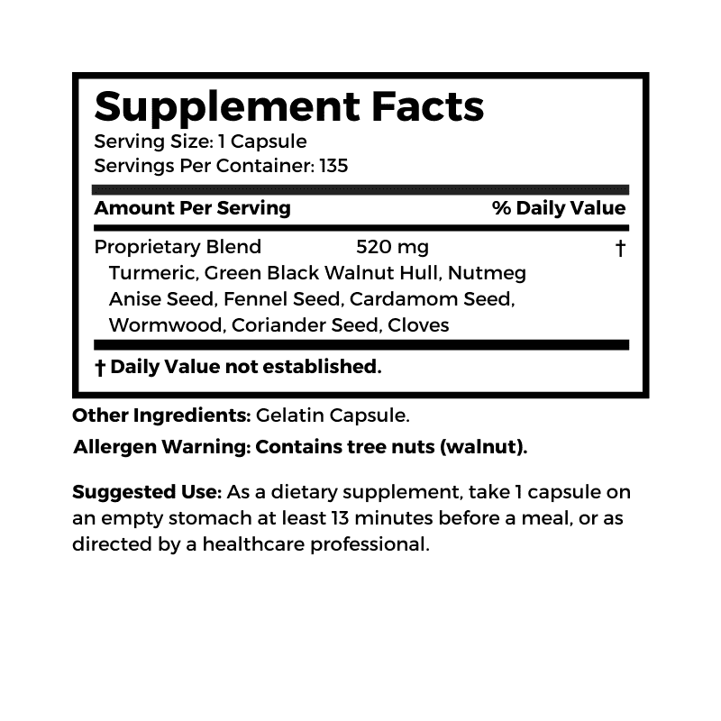 Dr. Clark Store Quick ParaZap Cleanse supplement facts