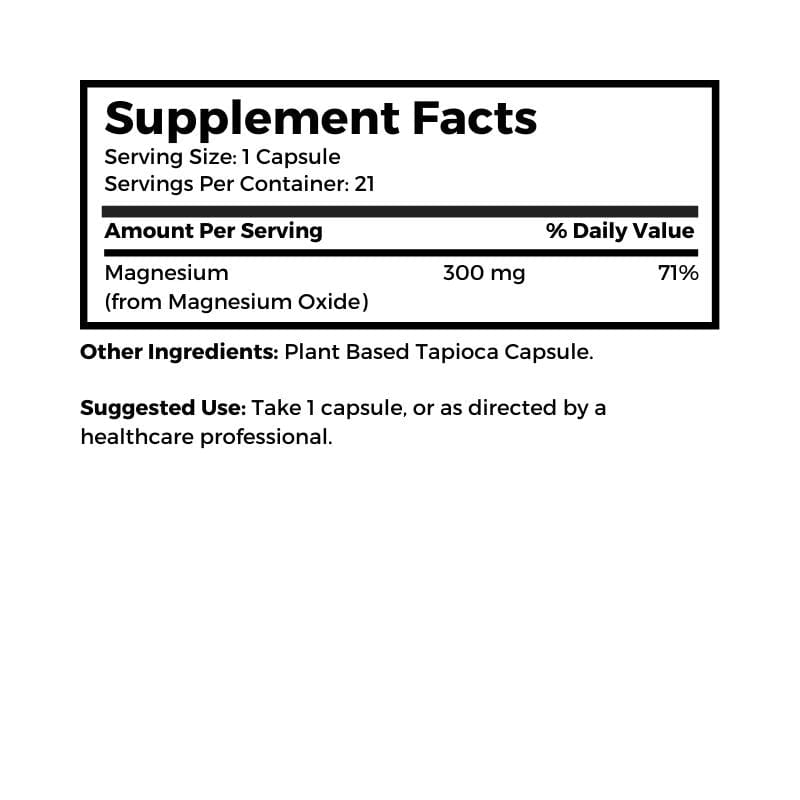 Dr. Clark Store Vegetarian Magnesium Oxide supplement facts