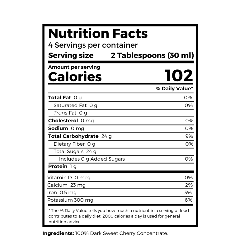 Bernard Jensen Products Black Cherry Concentrate nutrition facts