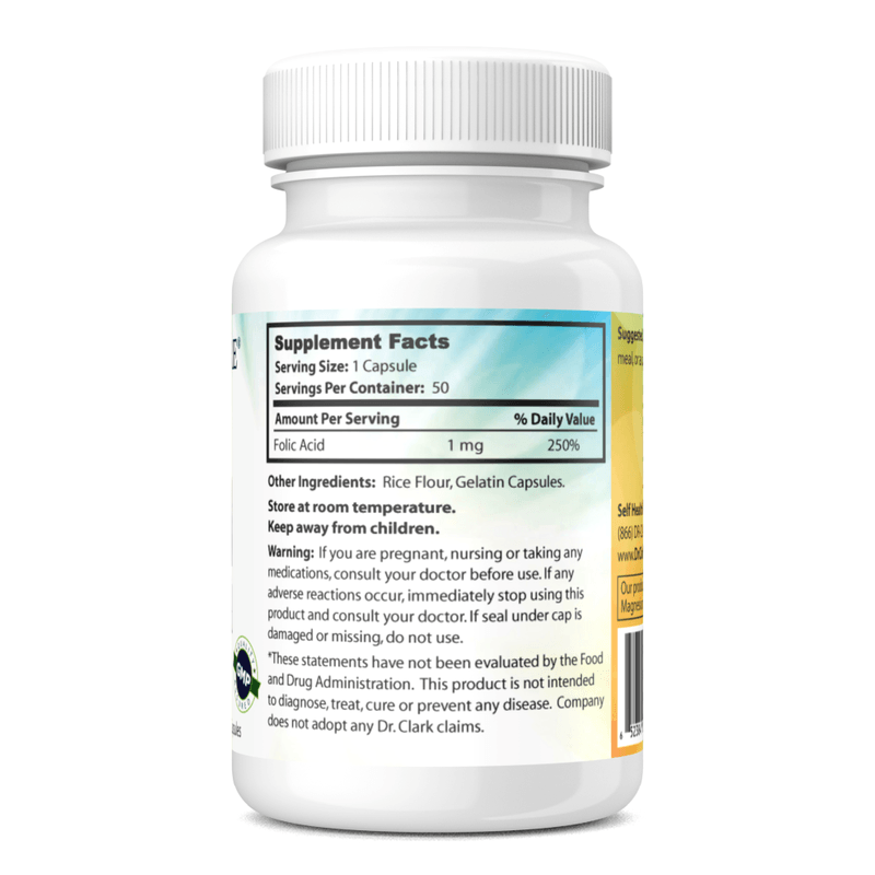 Dr. Clark Store Folic Acid (Vitamin B9) supplement facts