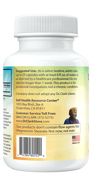 Dr. Clark Store Magnesium Sulfate capsules suggested use for liver flush
