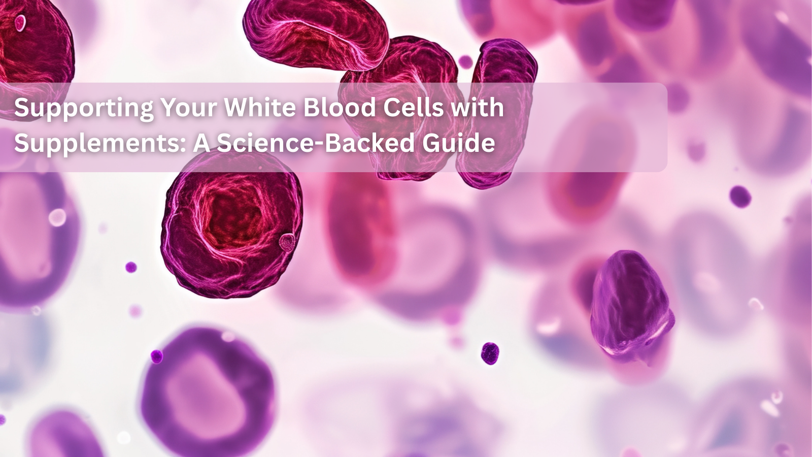 Microscopic view of pink and purple white blood cells.