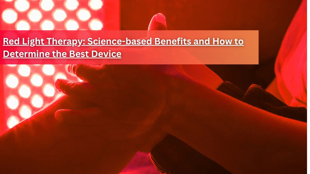  A person receiving treatment under a bright red light therapy device, which is used for its various science-based health benefits.