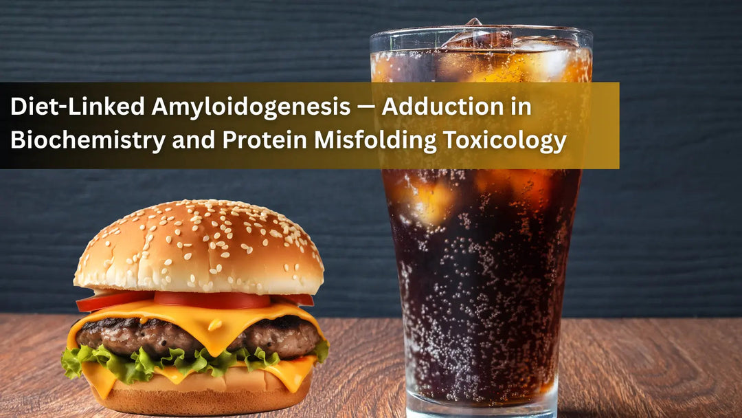 A cheeseburger and a tall glass of soda, exploring the complex biochemical link between diet, protein misfolding, and toxicology.