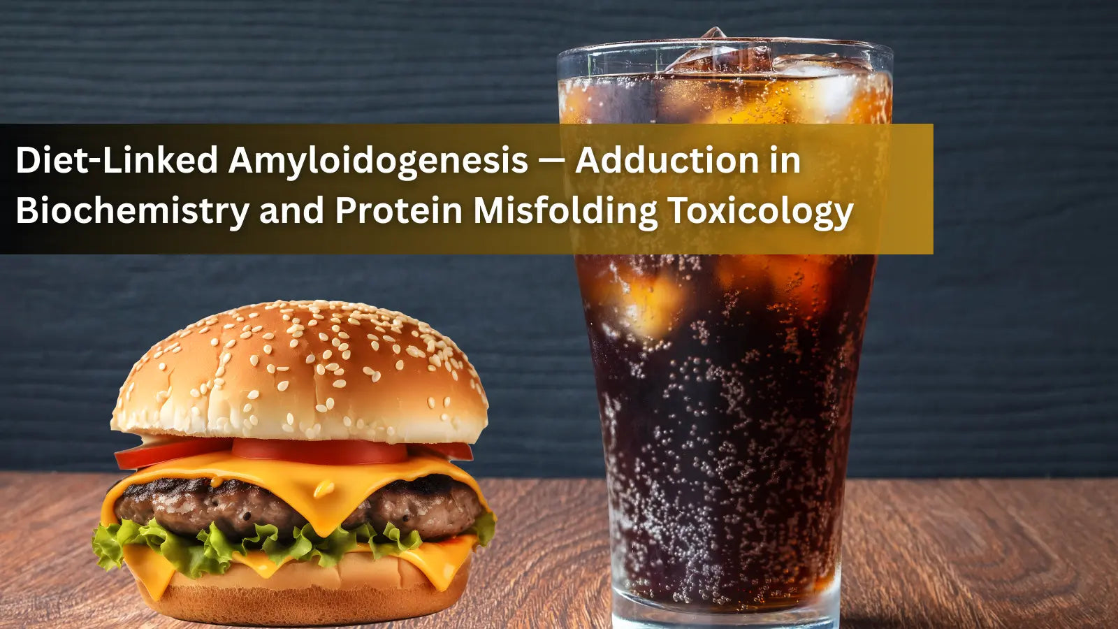 A cheeseburger and a tall glass of soda, exploring the complex biochemical link between diet, protein misfolding, and toxicology.