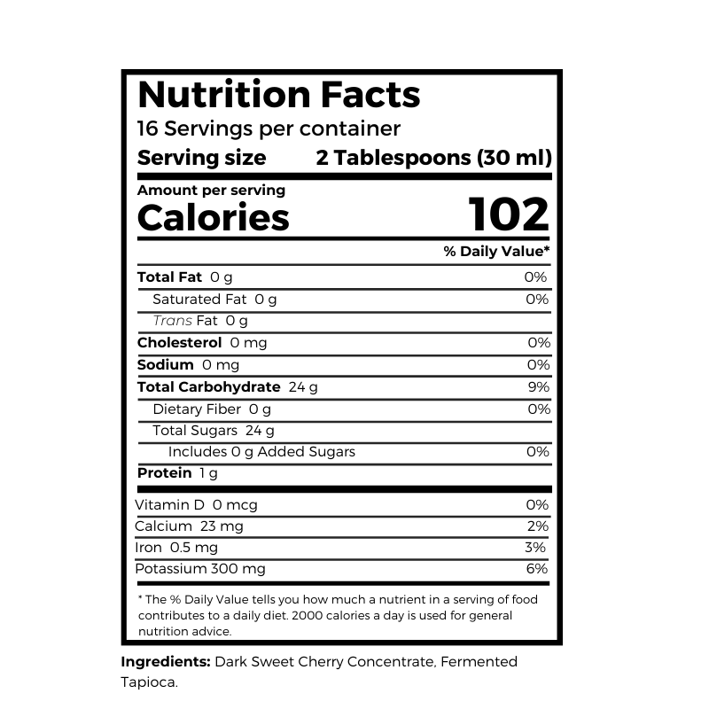 Bernard Jensen Products Dark Cherry Concentrate, 16 oz supplement facts