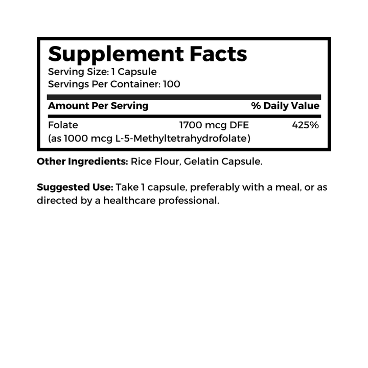 Folate, 1000 mcg 100 capsules - Dr. Clark Store