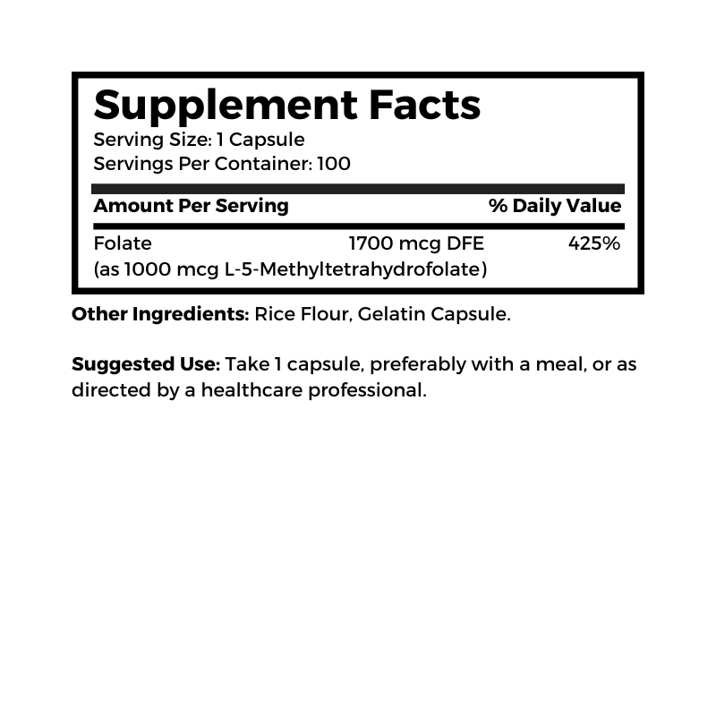 Dr. Clark Store Folate supplement facts and suggested use
