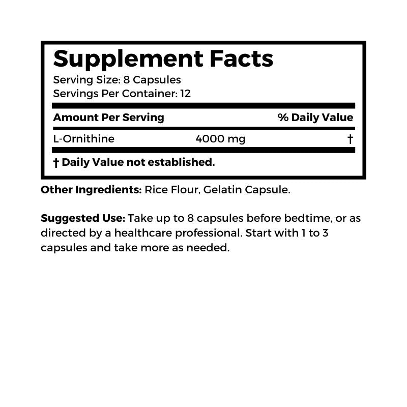 Dr. Clark Store Ornithine supplement facts and suggested use