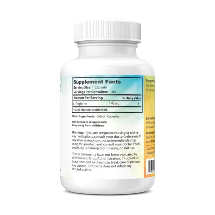 Dr. Clark Store Arginine, 470 mg supplement facts