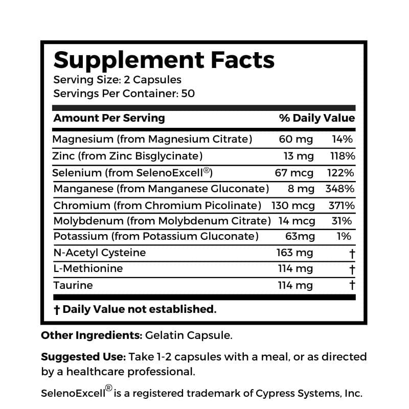 Dr. Clark Store Heavy Metal Support supplement facts