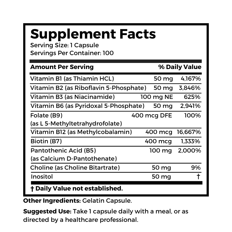 Dr. Clark Store Super B100 supplement facts and suggested use