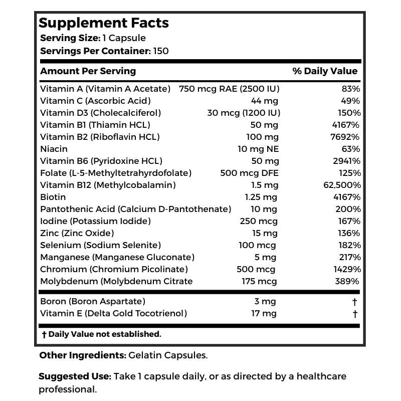 Dr. Clark Store Craniuls Multivitamin supplement facts and suggested use