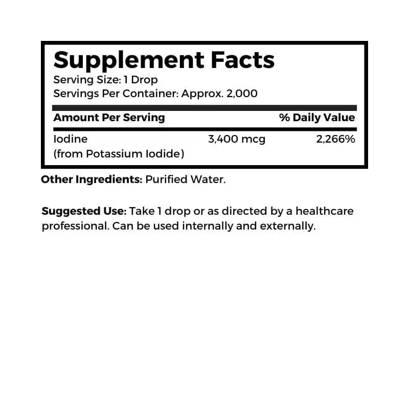 Dr. Clark Store White Iodine (Nascent Iodine) supplement facts and suggested use