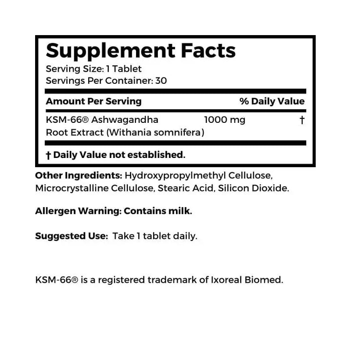 Self Health Resource Center Ashwagandha Tablets supplement facts and ingredients