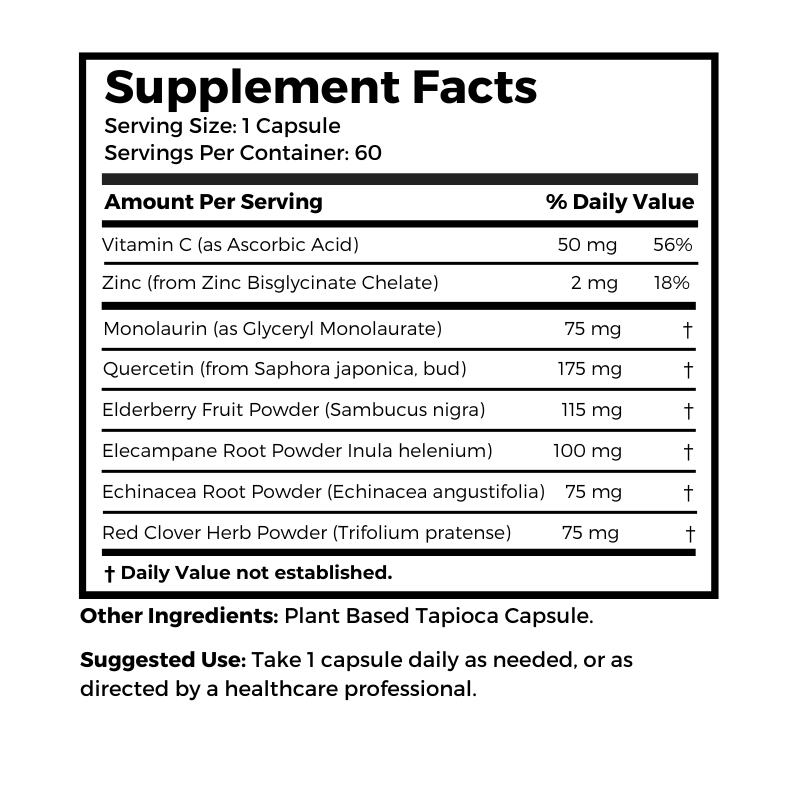Dr. Clark Store Immune Defense supplement facts and suggested use