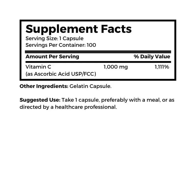 Dr. Clark Store Vitamin C capsules supplement facts