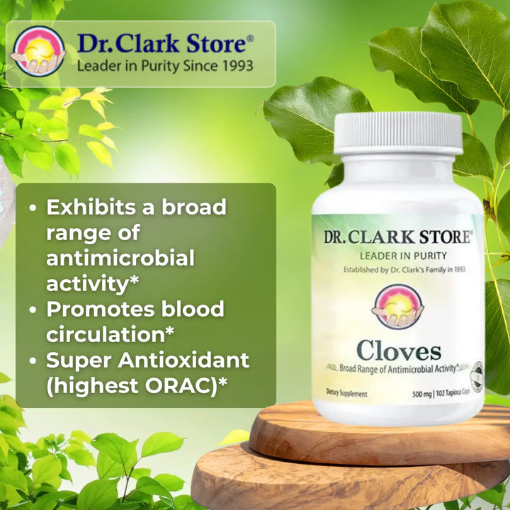 Cloves; Vegetarian, 500 mg 102 tapioca capsules Dr. Clark Store