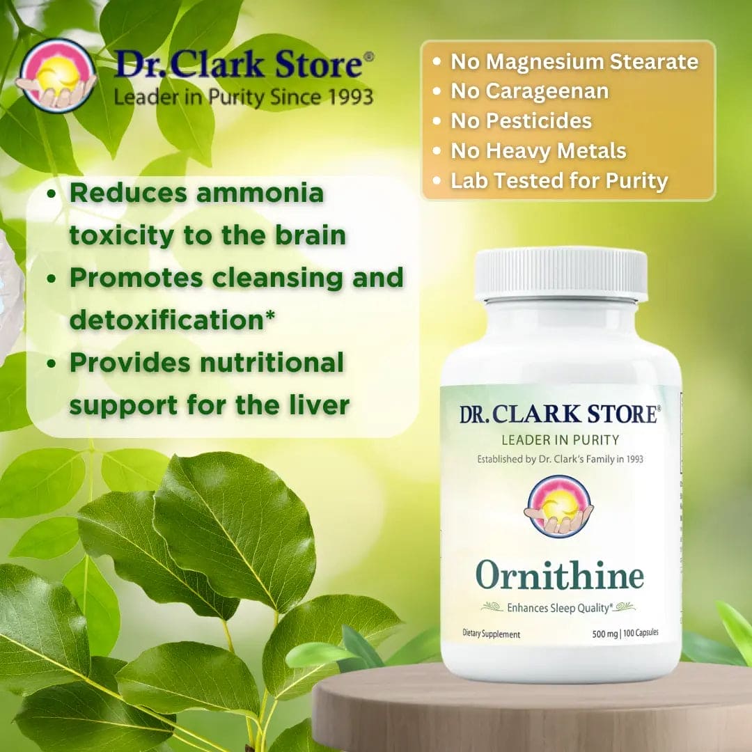 Ornithine; Vegetarian, 500 mg 100 tapioca capsules Dr. Clark Store