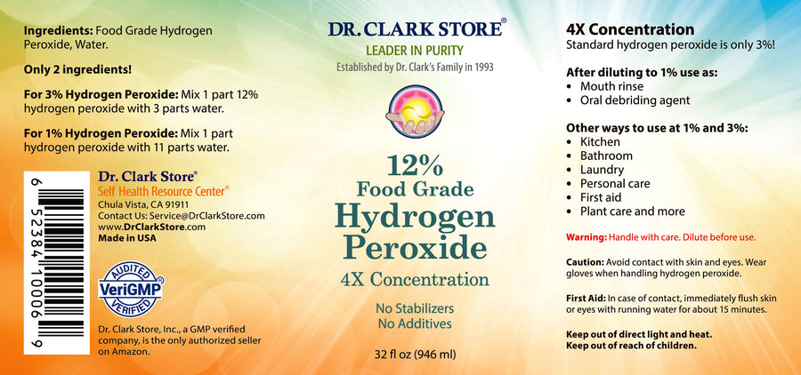 Dr. Clark Store Hydrogen Peroxide 12% label