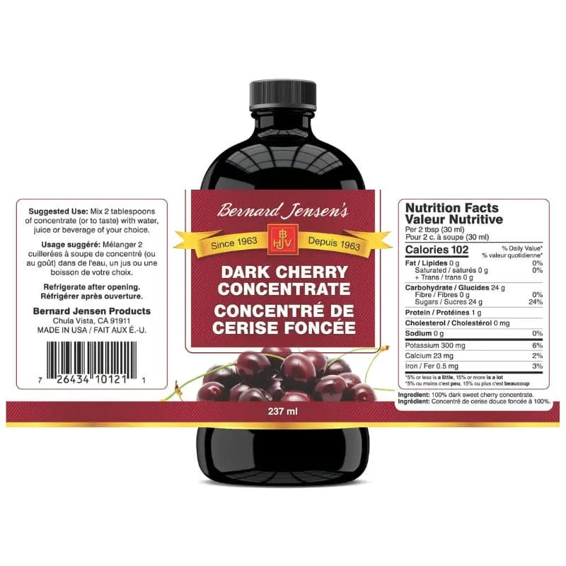 Bernard Jensen Products Dark Cherry Concentrate English/French label