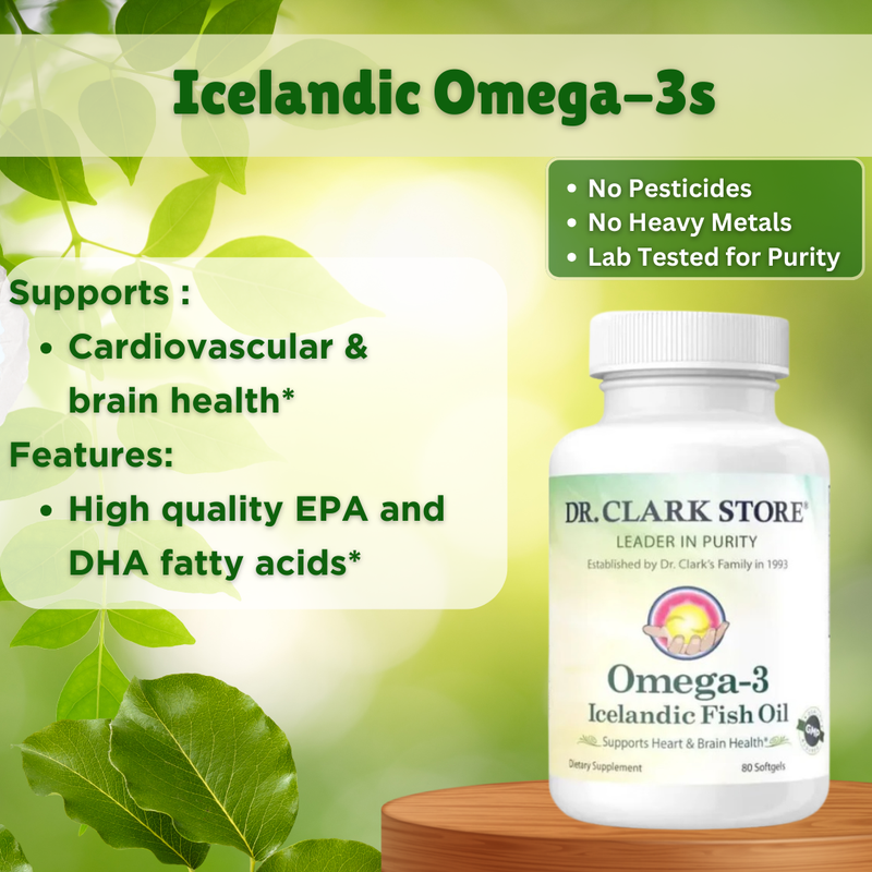 Omega-3; Icelandic Fish Oil, 1000 mg 80 softgels Dr. Clark Store