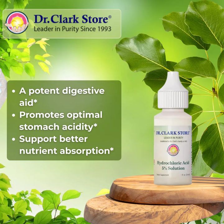 Dr. Clark Digestive Power Hydrochloric Acid (HCL) 5%, 1 oz Dr. Clark Store