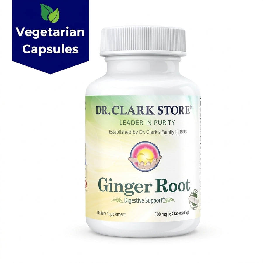 Ginger Root; Vegetarian, 500 mg 63 tapioca capsules