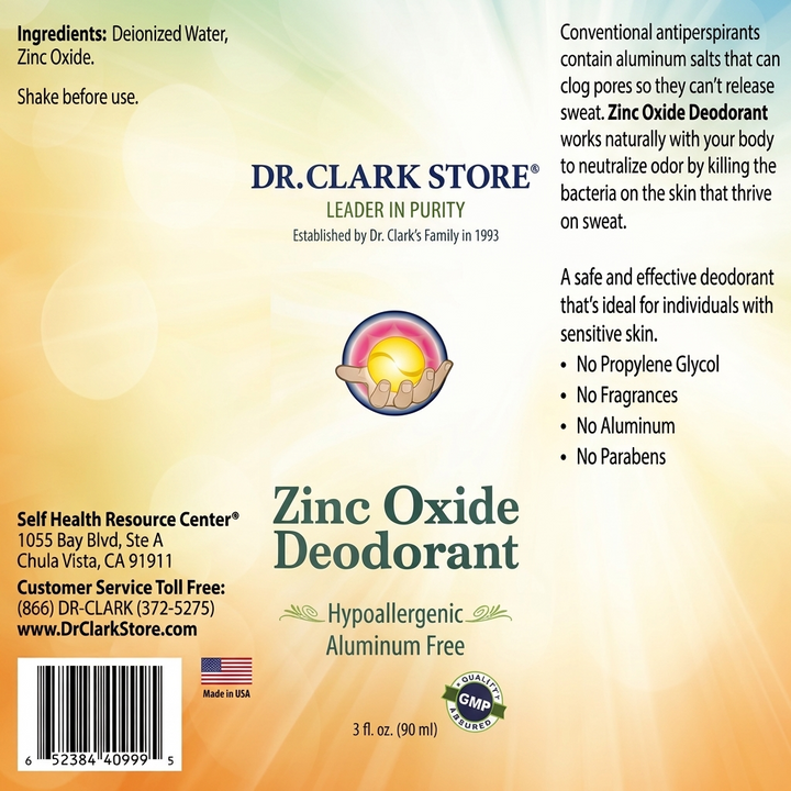Zinc Oxide Deodorant (Roll-On), 3 oz