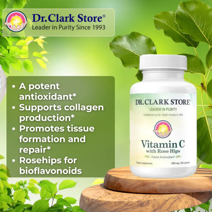 Vitamin C w/ Rose Hips, 1,000 mg 100 Capsules Dr. Clark Store