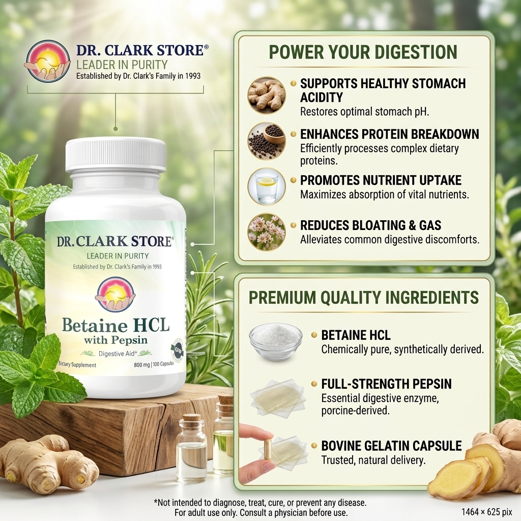 Betaine HCL with Pepsin, 800 mg 100 capsules