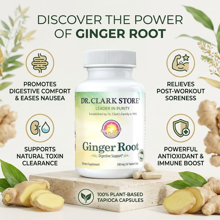 Ginger Root; Vegetarian, 500 mg 63 tapioca capsules
