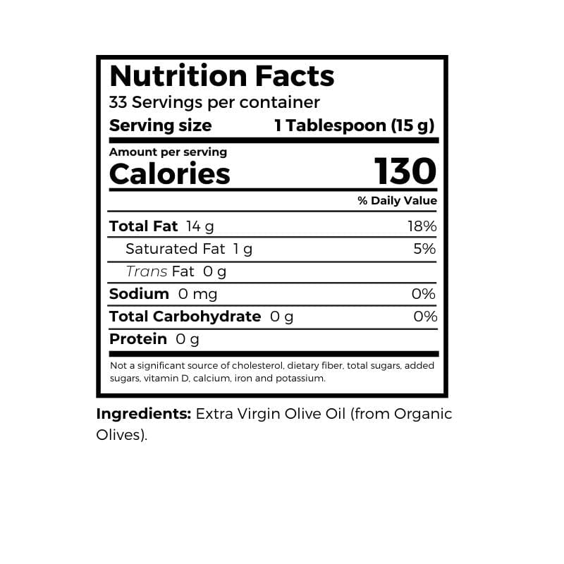 Dr. Clark Store Olive Oil nutrition facts