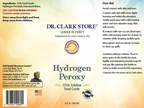 Dr. Clark Store Hydrogen Peroxide label