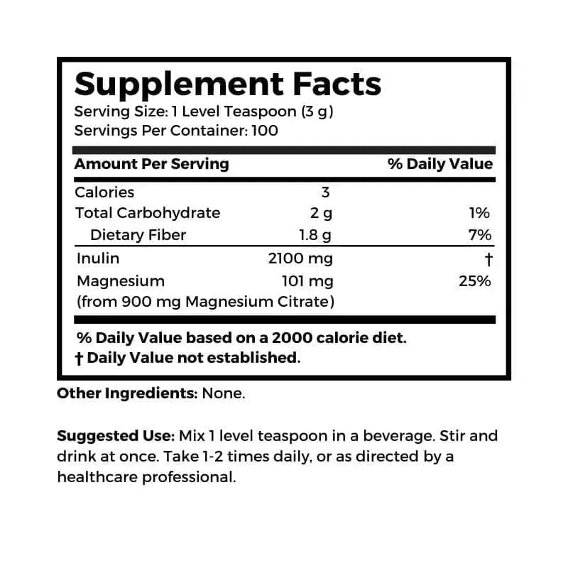 Dr. Clark Store Inulin Prebiotic Fiber supplement facts