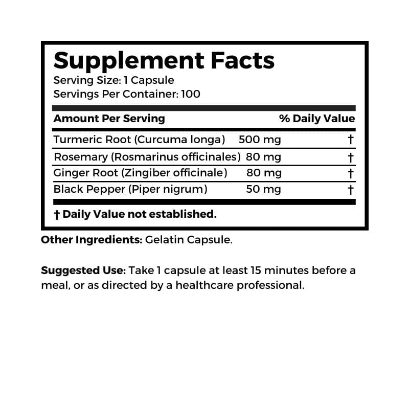 Dr. Clark Store Turmeric & Pepper Complex supplement facts