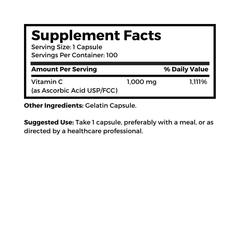 Dr. Clark Store Vitamin C capsules supplement facts