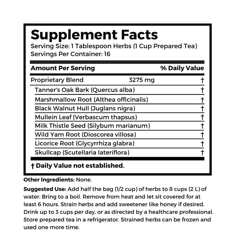 Dr. Clark Store Liver Support Tea supplement facts 