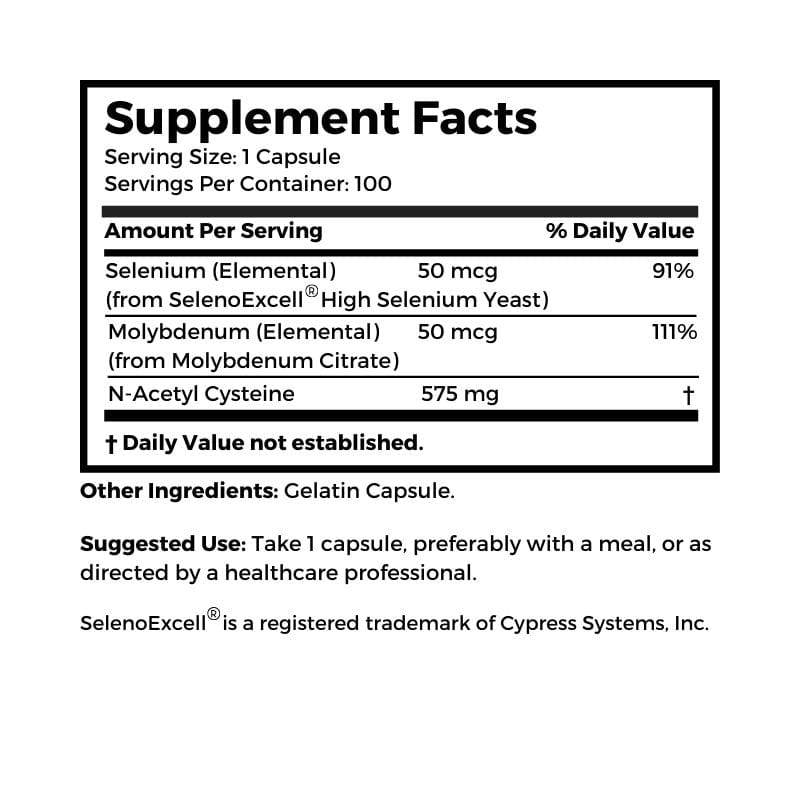 Dr. Clark Store N-Acetyl Cysteine supplement facts