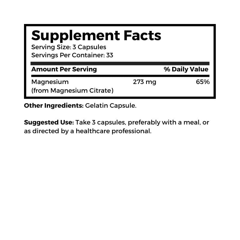 Dr. Clark Store Magnesium Citrate supplement facts
