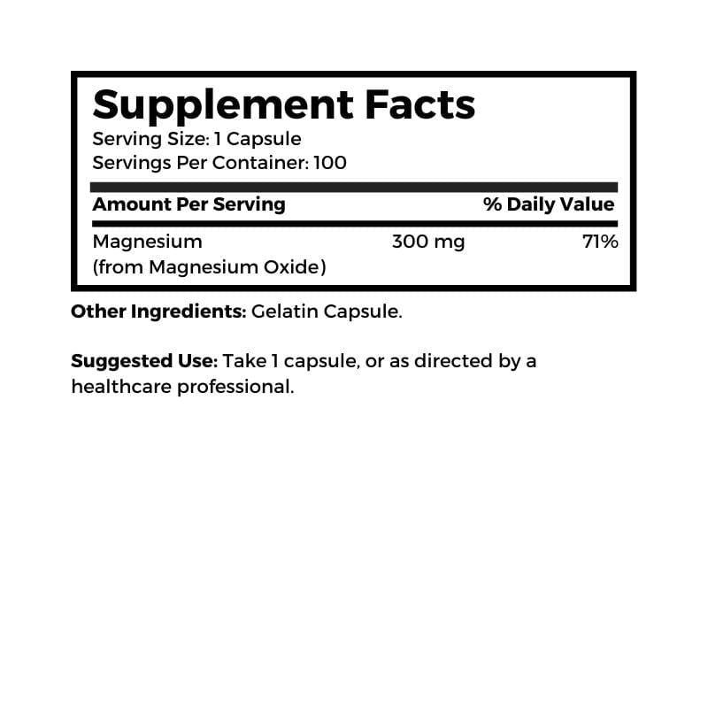 Dr. Clark Store Magnesium Oxide supplement facts