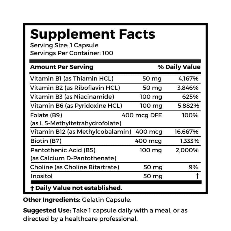Dr. Clark Store Super B100 supplement facts