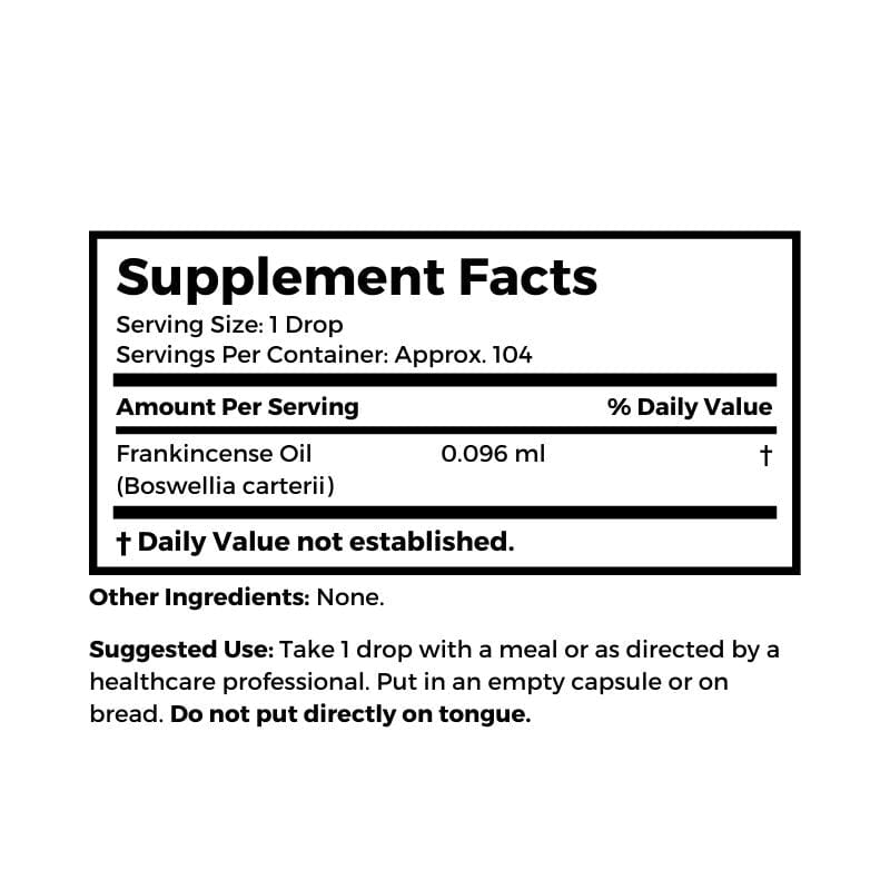 Dr. Clark Store Frankincense Oil supplement facts