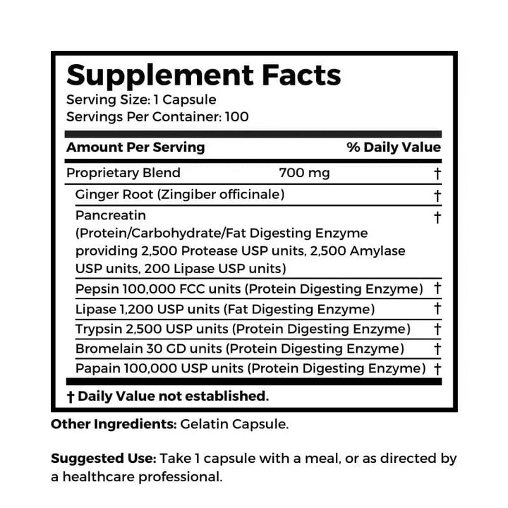 Dr. Clark Store Digestive Enzymes supplement facts